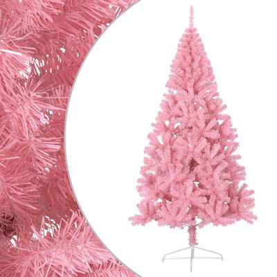vidaXL Umělý poloviční vánoční stromek se stojanem růžový 180 cm PVC