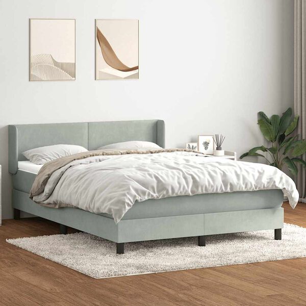 vidaXL Box spring postel s matrac&iacute; světle &scaron;ed&aacute; 140x210 cm samet