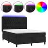 vidaXL Box spring postel s matrac&iacute; a LED čern&aacute; 140x200 cm samet