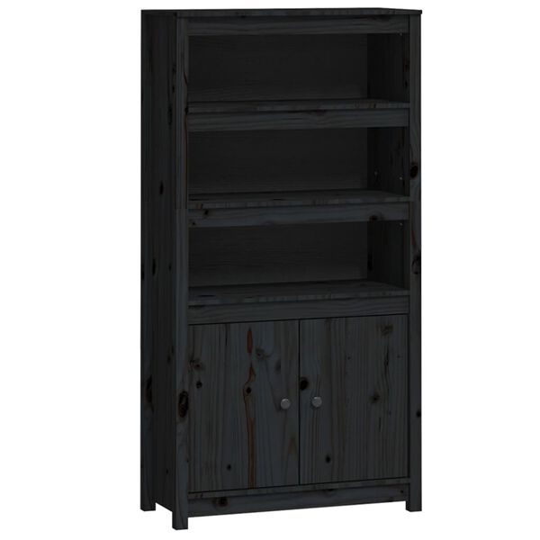 vidaXL Skříň highboard černá 80 x 35 x 154 cm masivní borové dřevo
