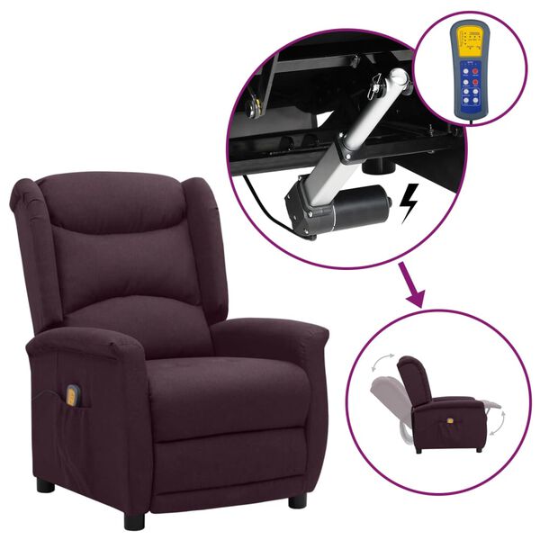 vidaXL Zvedac&iacute; mas&aacute;žn&iacute; křeslo fialov&eacute; textil