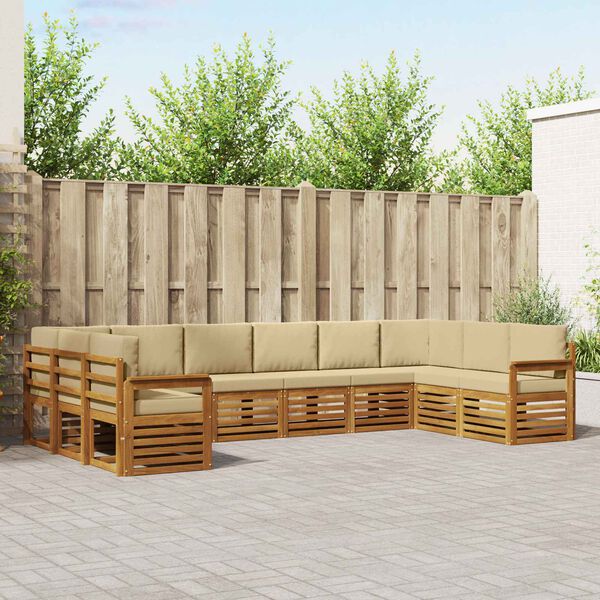 vidaXL Rohov&aacute; sofa sada s pol&scaron;t&aacute;řem 10 pcs Přirozen&aacute; a B&eacute;žov&aacute;