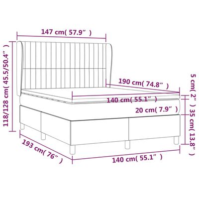 vidaXL Box spring postel s matrací černá 140 x 190 cm samet