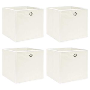 vidaXL &Uacute;ložn&eacute; boxy 4 ks b&iacute;l&eacute; 32 x 32 x 32 cm textil