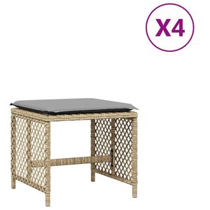 vidaXL Zahradn&iacute; stoličky s podu&scaron;kami 4 ks b&eacute;žov&eacute; 41x41x36 cm polyratan