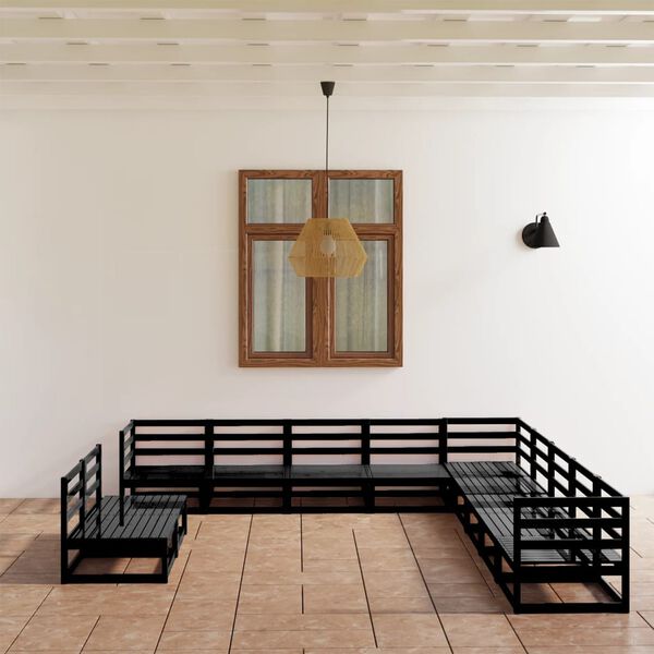 vidaXL 11d&iacute;ln&aacute; zahradn&iacute; sedac&iacute; souprava čern&aacute; masivn&iacute; borovice