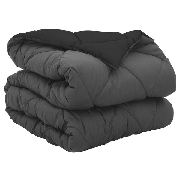 vidaXL Celoročn&iacute; přikr&yacute;vka Čern&aacute; a Antracit 220 x 140 cm Mikrovl&aacute;kno