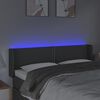 vidaXL Čelo postele s LED tmavě &scaron;ed&eacute; 147 x 16 x 78/88 cm textil
