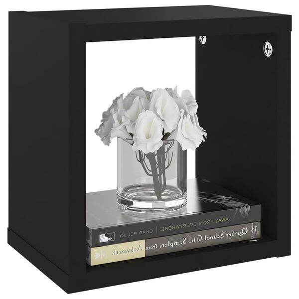 vidaXL N&aacute;stěnn&eacute; krychlov&eacute; police 4 ks čern&eacute; 22 x 15 x 22 cm