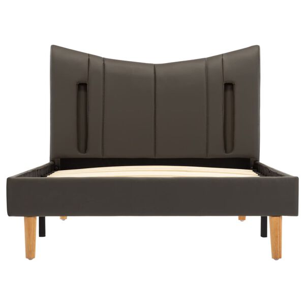 vidaXL R&aacute;m postele s LED světlem antracitov&yacute; uměl&aacute; kůže 100 x 200 cm