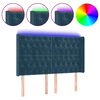vidaXL Čelo postele s LED tmavě modr&eacute; 147 x 16 x 118/128 cm samet