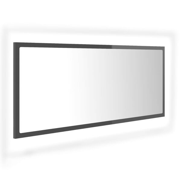 vidaXL LED koupelnov&eacute; zrcadlo &scaron;ed&eacute; vysok&yacute; lesk 100x8,5x37 cm akrylov&eacute;
