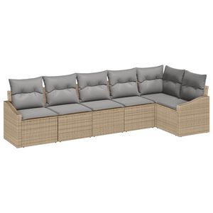 vidaXL Sada zahradn&iacute;ch pohovek 6 pcs B&eacute;žov&aacute; a Světle &scaron;ed&aacute; polyratan