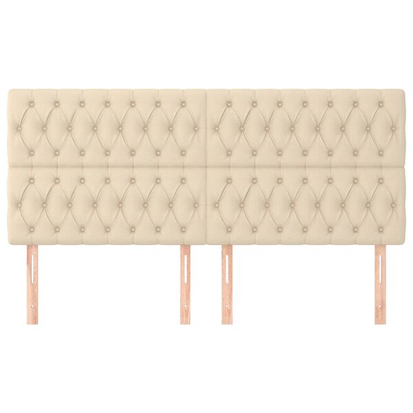 vidaXL Čelo postele kr&eacute;mov&eacute; 180x7x118/128 cm l&aacute;tkov&eacute;