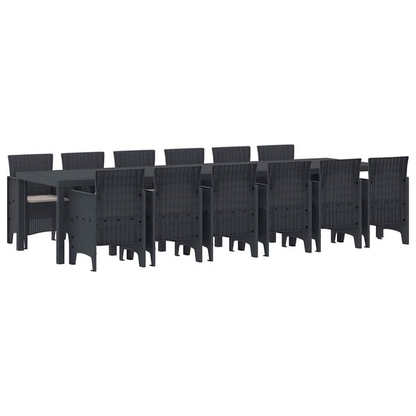 vidaXL Zahradní jídelní souprava 13 pcs Antracit Ratan Polt