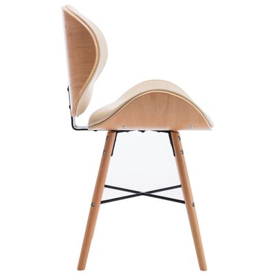 vidaXL Jídelní židle 4 ks krémové umělá kůže a ohýbané dřevo