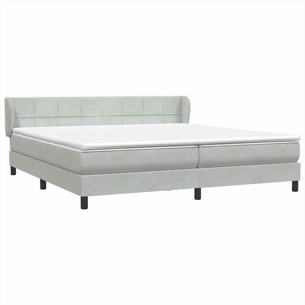 vidaXL Postel Box Spring s matracemi světle &scaron;ed&aacute; 180x210 cm samet