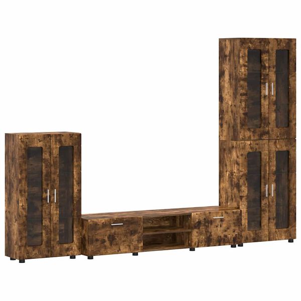 vidaXL Sestava TV skř&iacute;něk se z&aacute;suvkou Kouřov&yacute; dub kompozitn&iacute; dřevo