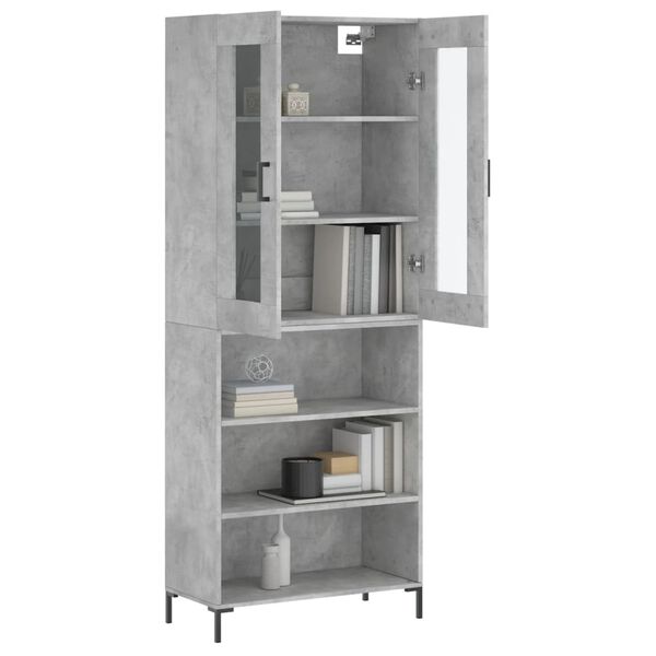 vidaXL Skř&iacute;ň highboard betonově &scaron;ed&aacute; 69,5x34x180 cm kompozitn&iacute; dřevo