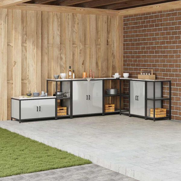 vidaXL Skladov&aacute;n&iacute; v kuchyni s polic&iacute; Stř&iacute;brn&aacute; 60 x 50 x 92 cm Ocel