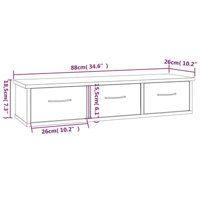 vidaXL Nástěnná skříňka šedá sonoma 88 x 26 x 18,5 cm kompozitní dřevo