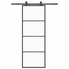 vidaXL Posuvn&eacute; dveře se sadou kov&aacute;n&iacute; čern&eacute; 76x205 cm ESG Glass