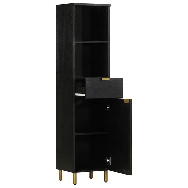 vidaXL Koupelnov&aacute; skř&iacute;ňka čern&aacute; 38 x 33 x 160 cm masivn&iacute; mangovn&iacute;k