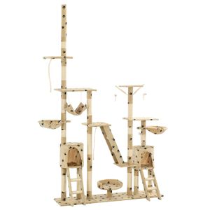 vidaXL &Scaron;krabadlo pro kočky sisalov&eacute; sloupky 230-250 cm b&eacute;žov&eacute;, tlapky