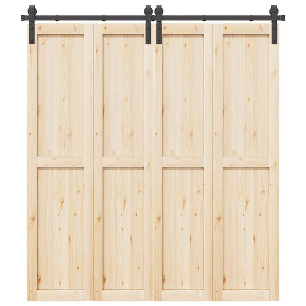 vidaXL Sada př&iacute;slu&scaron;enstv&iacute; pro posuvn&eacute; dveře 200 cm ocelov&aacute; čern&aacute;