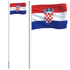 vidaXL Vlajka Chorvatska a stož&aacute;r 6,08 m hlin&iacute;k