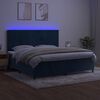 vidaXL Box spring postel s matrac&iacute; a LED tmavě modr&aacute; 200x200 cm samet
