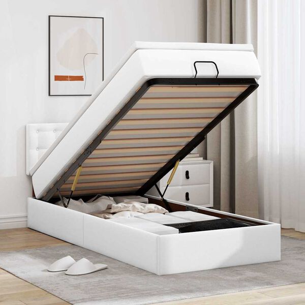 vidaXL Osmanský postel s matrací bílý 100x200cm cm umělá kůže