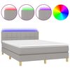 vidaXL Box spring postel s matrac&iacute; a LED světle &scaron;ed&aacute; 140x200 cm textil