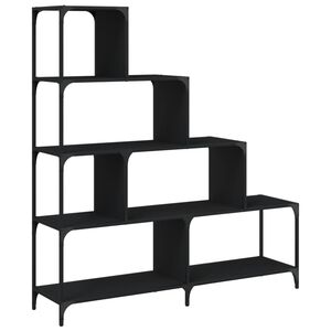 vidaXL Knihovna se 4 schody čern&aacute; 139 x 33,5 x 149 cm kompozitn&iacute; dřevo