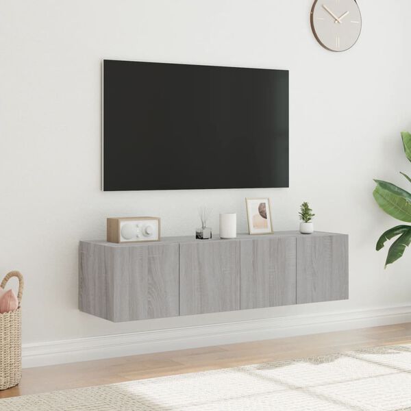vidaXL N&aacute;stěnn&eacute; TV skř&iacute;ňky s LED 2 ks &scaron;ed&eacute; sonoma 60 x 35 x 31 cm