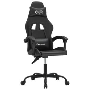 vidaXL Otočn&aacute; hern&iacute; židle s podnožkou čern&aacute; uměl&aacute; kůže