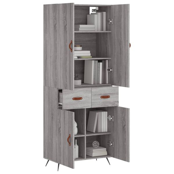 vidaXL Skř&iacute;ň highboard &scaron;ed&aacute; sonoma 69,5 x 34 x 180 cm kompozitn&iacute; dřevo