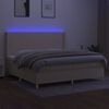 vidaXL Box spring postel s matrac&iacute; a LED kr&eacute;mov&aacute; 200x200 cm textil