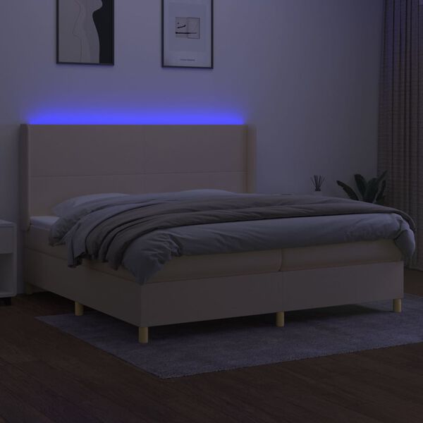 vidaXL Box spring postel s matrac&iacute; a LED kr&eacute;mov&aacute; 200x200 cm textil