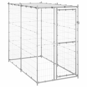 vidaXL Venkovn&iacute; ps&iacute; kotec pozinkovan&aacute; ocel se střechou 110x220x180 cm