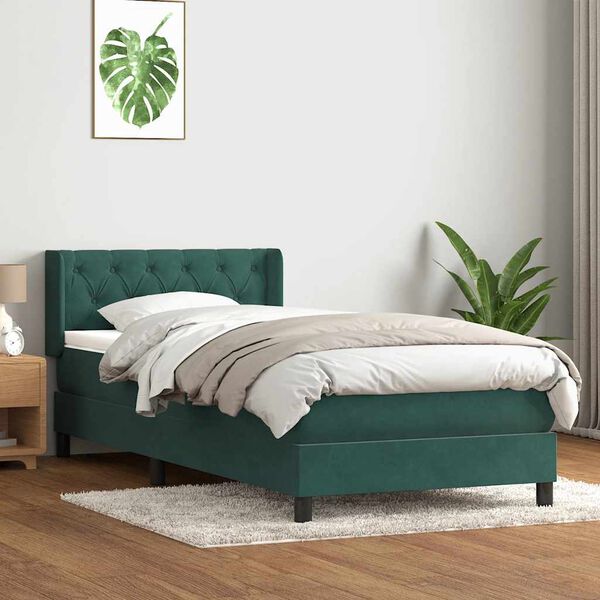 vidaXL Box spring postel s matrac&iacute; tmavě zelen&aacute; 80x210 cm samet