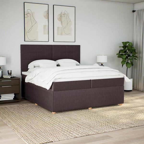 vidaXL Box spring postel s matrac&iacute; tmavě hněd&aacute; 200x200 cm textil