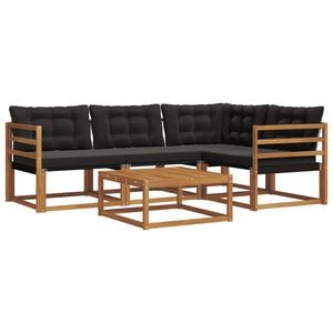 vidaXL Venkovn&iacute; pohovkov&aacute; souprava s pol&scaron;t&aacute;řem 5 pcs Přirozen&aacute; a čern&aacute;