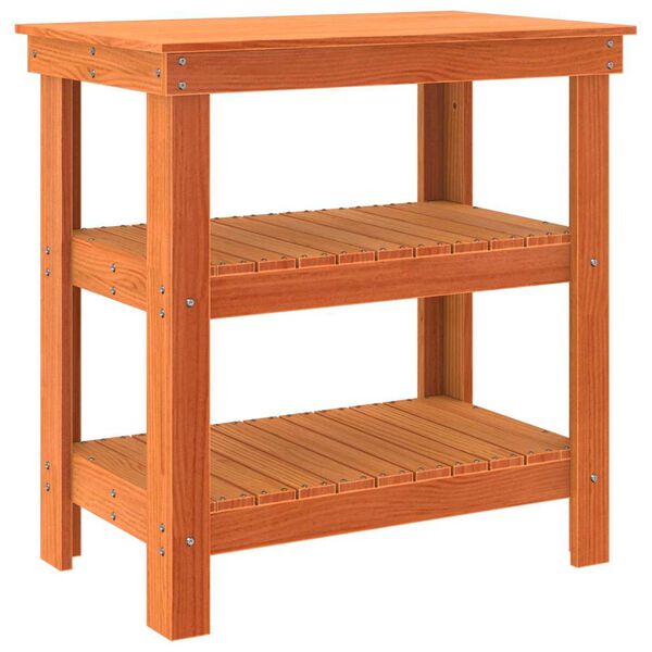 vidaXL Pracovn&iacute; stůl s polic&iacute; Voskově hněd&aacute; 78,5 x 50 x 80 cm