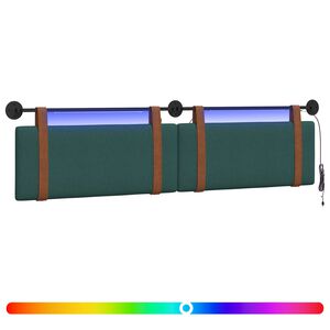 vidaXL Z&aacute;věsn&eacute; čelo postele S LED osvětlen&iacute;m Tmavě zelen&aacute; Antick&yacute; PU