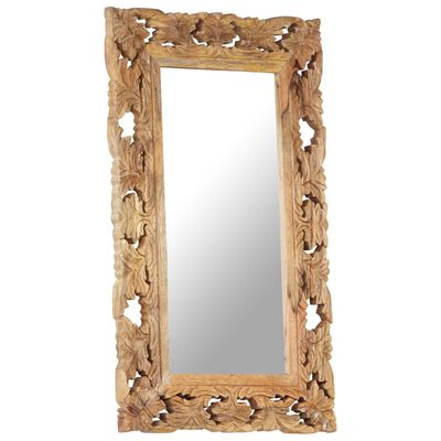 vidaXL Ručně vyřezávané zrcadlo hnědé 80 x 50 cm masivní mangovník