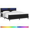vidaXL Postel s boxspringem s LED p&aacute;sky Čern&aacute; 180 x 200 cm Uměl&aacute; kůže