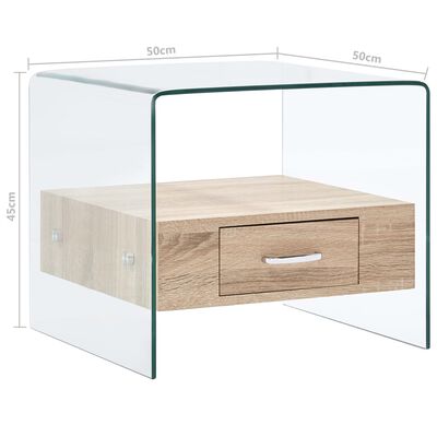 vidaXL Konferenční stolek se zásuvkou 50 x 50 x 45 cm tvrzené sklo
