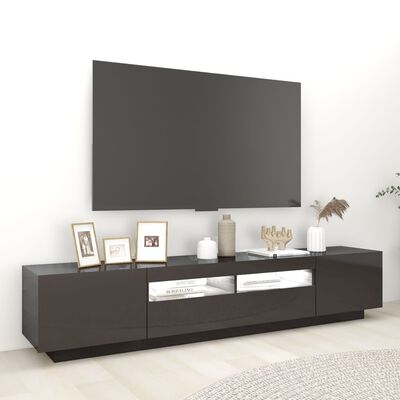 vidaXL TV skříňka s LED osvětlením šedá s vysokým leskem 200x35x40 cm