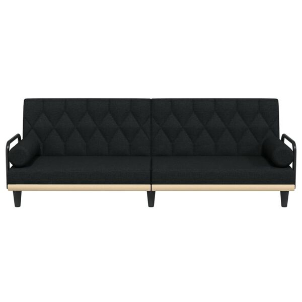 vidaXL Rozkl&aacute;dac&iacute; pohovka s područkami čern&aacute; textil